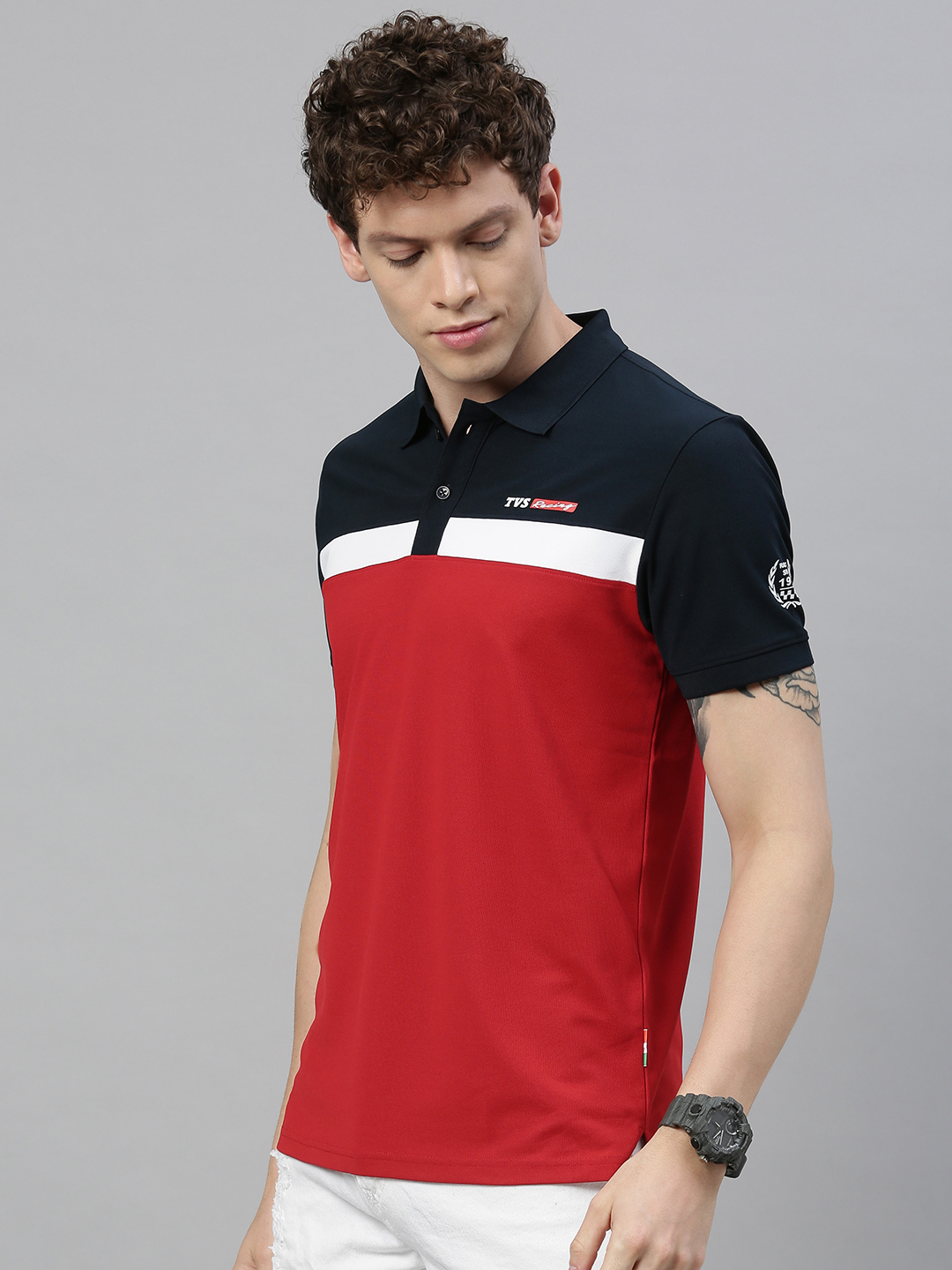 TVS Racing Polo T-Shirt | Durable & Stylish Polyester Polo in Blue & Red