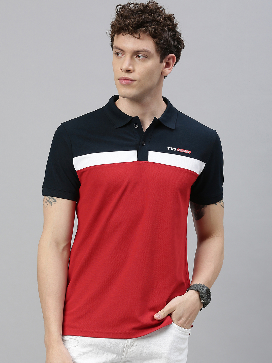 TVS Racing Polo T-Shirt | Durable & Stylish Polyester Polo in Blue & Red
