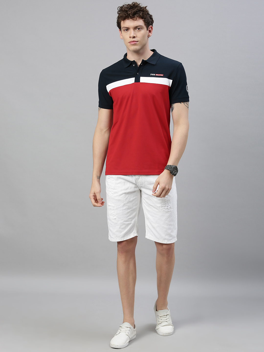 TVS Racing Polo T-Shirt | Durable & Stylish Polyester Polo in Blue & Red