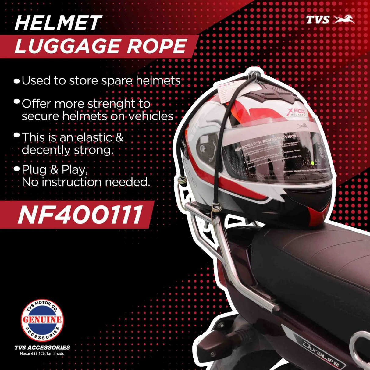 Helmet luggage rope