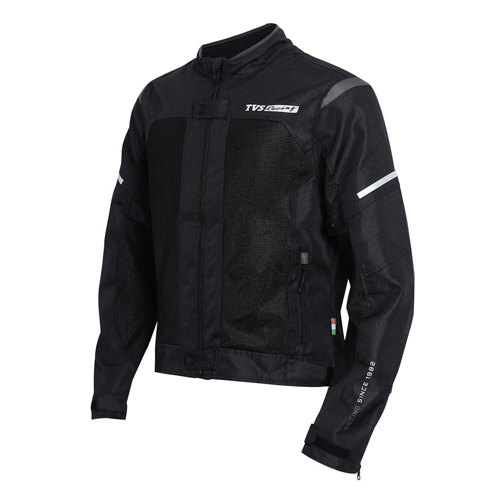 TVS Racing Asphalt Riding Jacket for Men - High Abrasion 600D Polyester, Essential Bike Jacket (Grey)