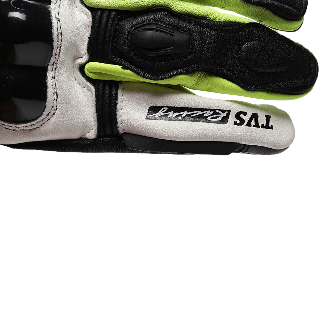 TVS Racing Race Riding Gloves for Men | TPR Protection, Touch Screen Compatible, Visor Wiper | Off-Road Bike Gloves (Black & Neon)
