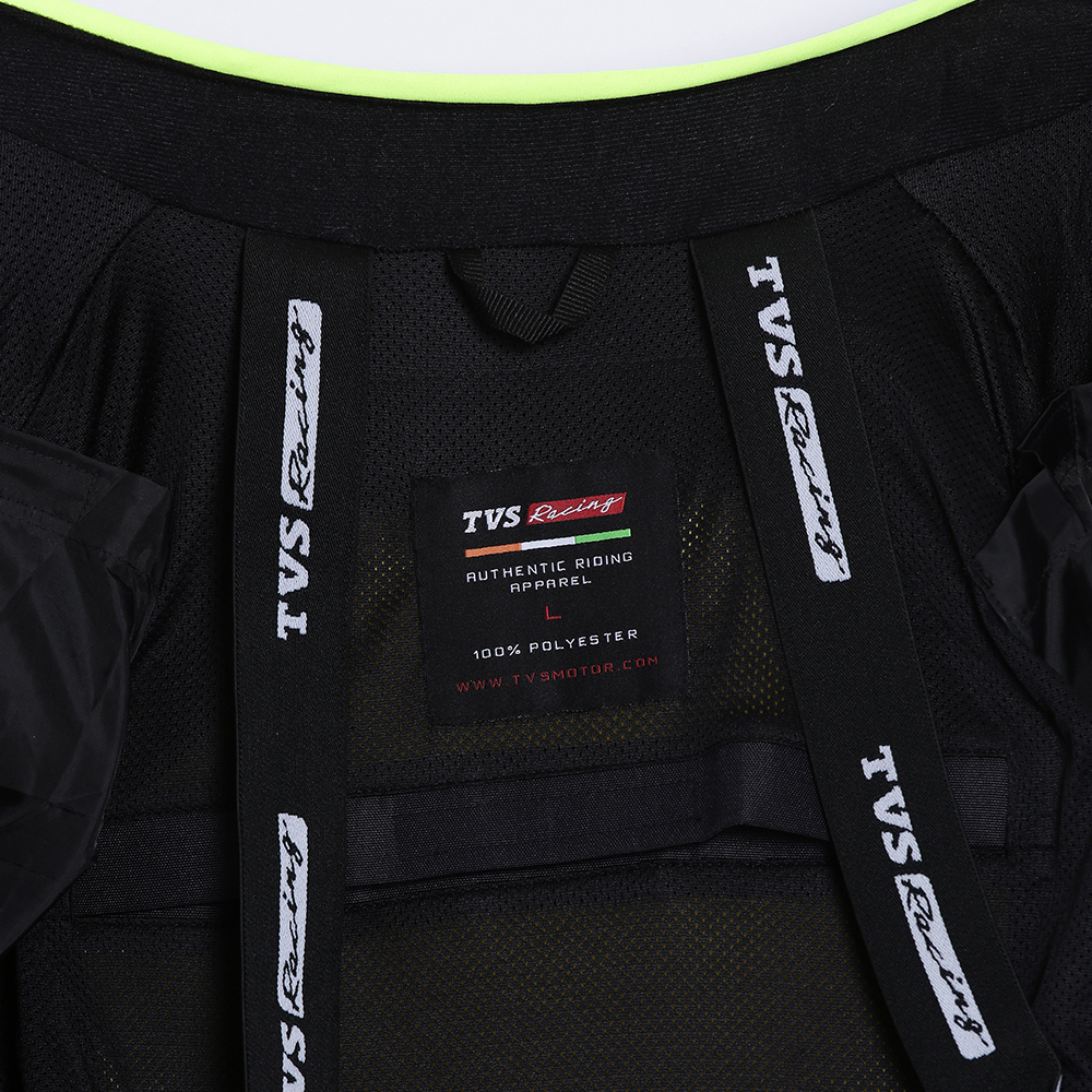 TVS Racing Asphalt Riding Jacket for Men | High Abrasion 600D Polyester, Basic Bike Jacket (Neon)