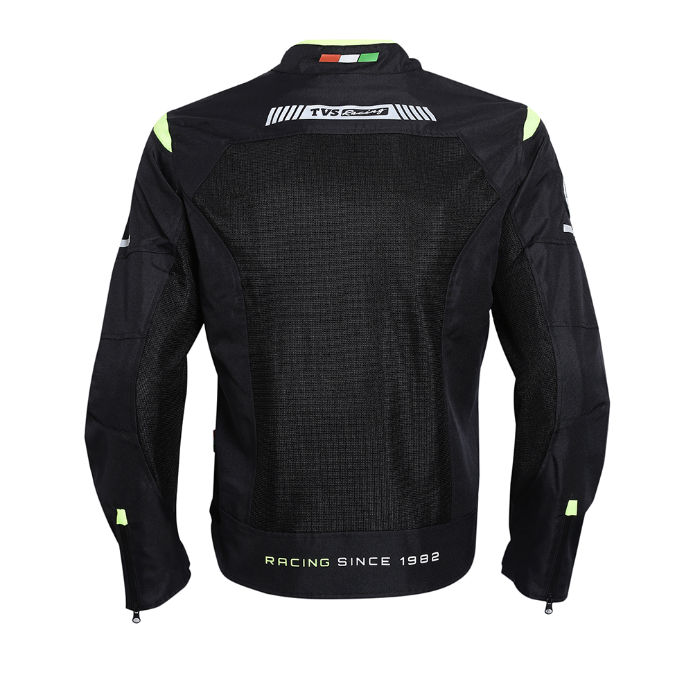 TVS Racing Asphalt Riding Jacket for Men | High Abrasion 600D Polyester, Basic Bike Jacket (Neon)