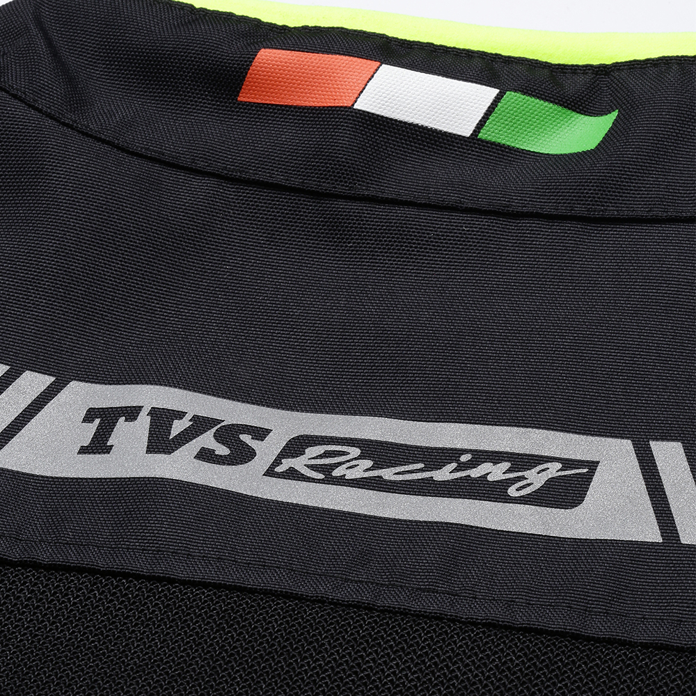 TVS Racing Asphalt Riding Jacket for Men | High Abrasion 600D Polyester, Basic Bike Jacket (Neon)