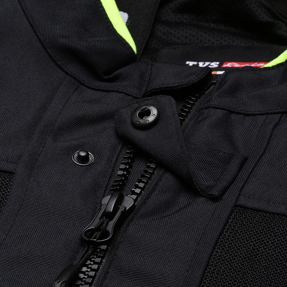 TVS Racing Asphalt Riding Jacket for Men | High Abrasion 600D Polyester, Basic Bike Jacket (Neon)
