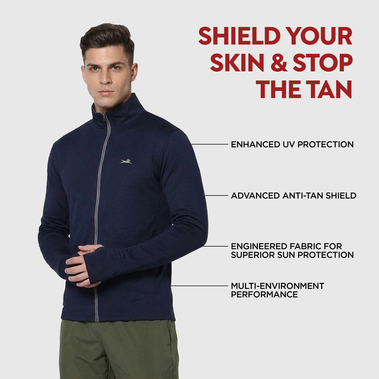 TVS Sunscreen Jacket for Men | UPF 50+ UV Protection | Lightweight, Breathable & Quick-Dry Jacket | Odor Control Technology | Anti-Tan Shield | Summer Jacket for Men