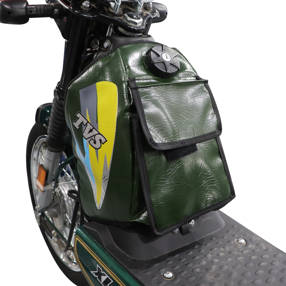 TVS XL100 Tank Cover - Glossy Green with Graphics, Durable & Water-Resistant