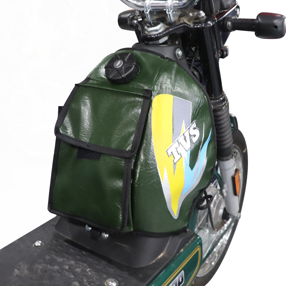 TVS XL100 Tank Cover - Glossy Green with Graphics, Durable & Water-Resistant