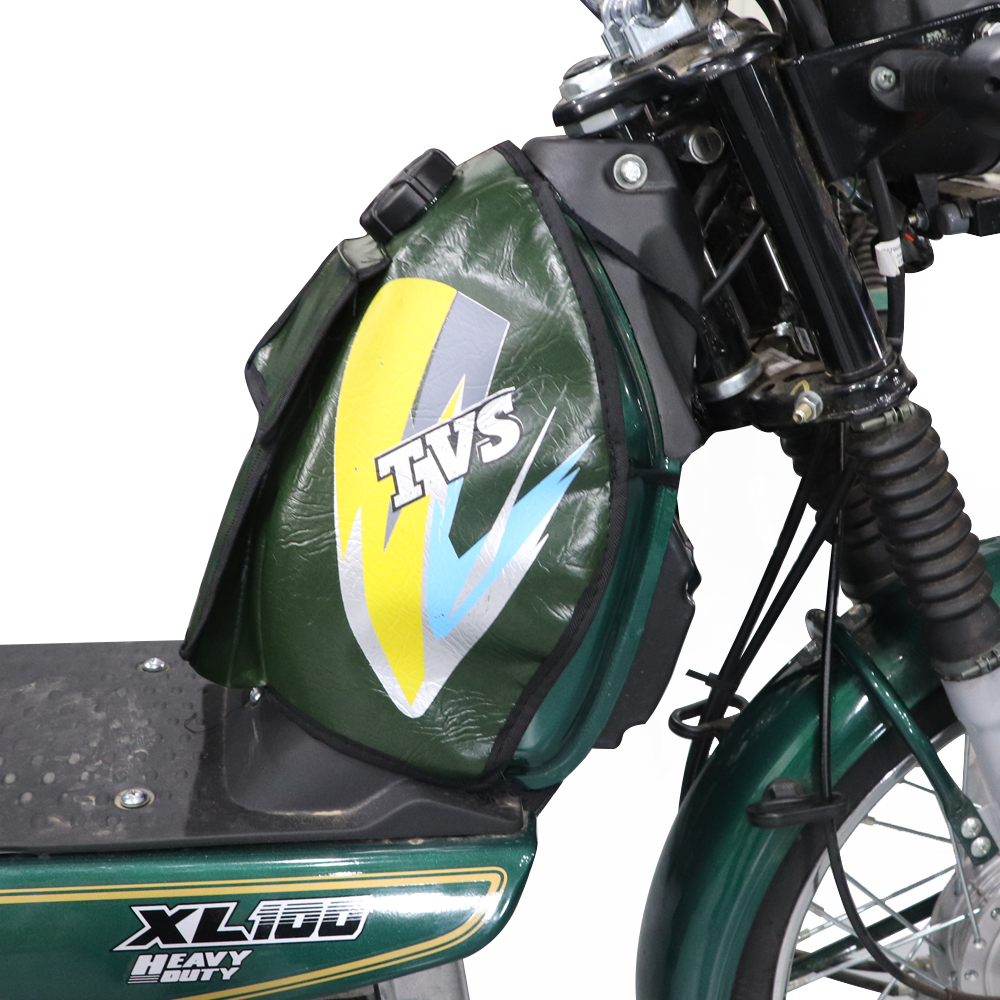 TVS XL100 Tank Cover - Glossy Green with Graphics, Durable & Water-Resistant