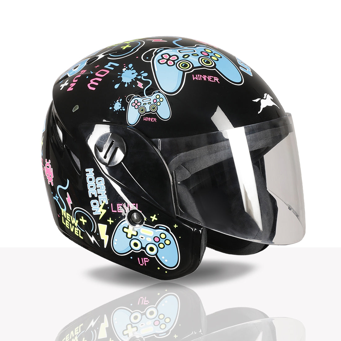 TVS Moto Jr. Kids Helmet |Fun Glow in the Dark Graphics | Lightweight ISI Certified ABS Shell| Removable Cheek Pads | Ideal Kids Bike Helmet for Cycle Scooter Daily Ride Comfort & Protection