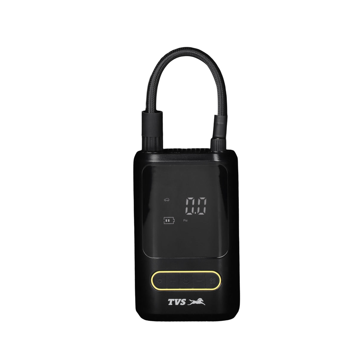 TVS Portable Tyre Air Inflator 150 PSI – Digital Meter, LED Light, Multi-Nozzle, Multi-Mode, Rechargeable 2000*2 mAh Battery Air Pump for Car, Bike & Bicycle