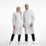 TVS Long Riding Raincoat for Men & Women – Waterproof PU Coated Fabric, Reflective Back & Elasticated Sleeves | Color: White