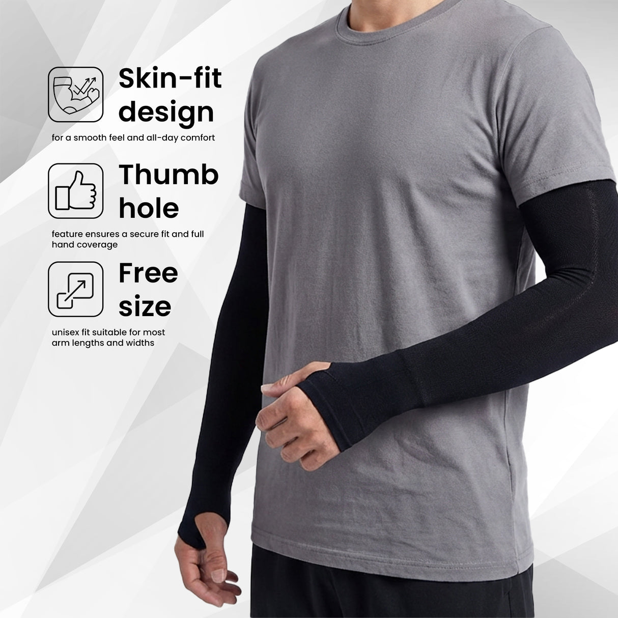 EverRide Arm Sleeves for Men & Women | Skin Fit | Thumb Hole | Free Size | UV Protection