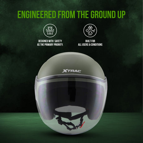 Xtrac Ace Open Face Helmet for Men & Women | ISI Certified