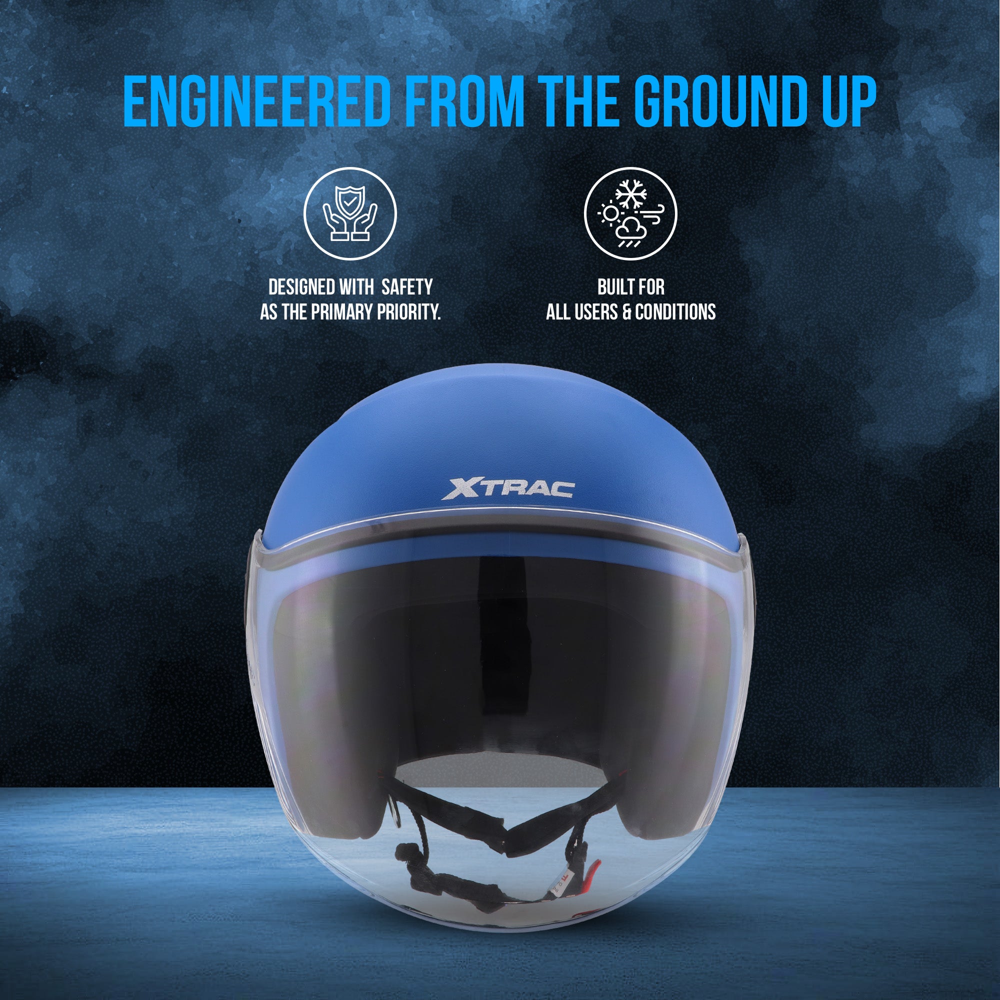 Xtrac Ace Half Face Helmet – ISI Certified Open Face Helmet for