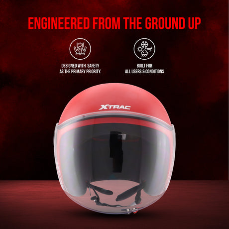 Xtrac Ace Open Face Helmet for Men & Women | ISI Certified
