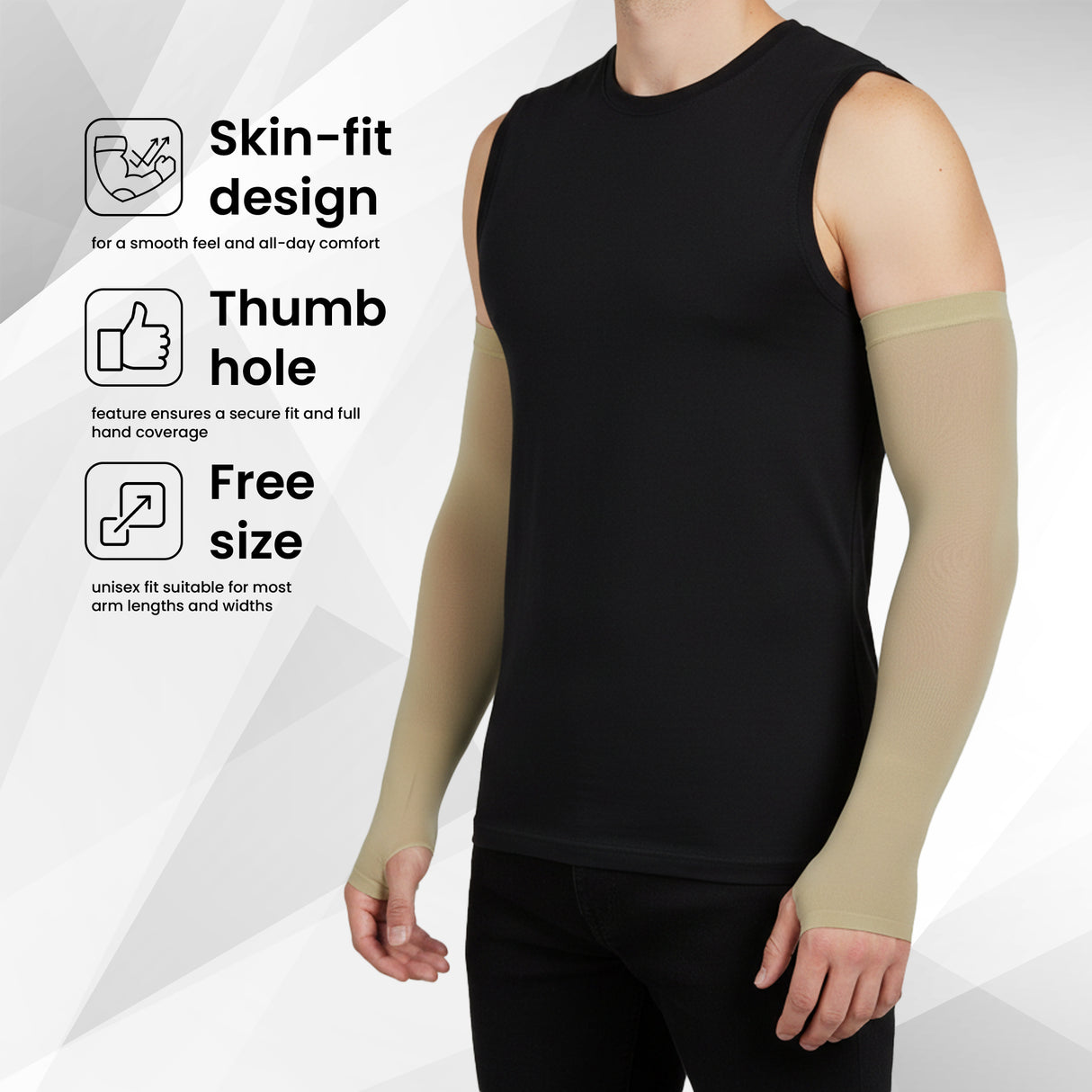 EverRide Arm Sleeves for Men & Women | Skin Fit | Thumb Hole | Free Size | UV Protection