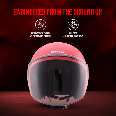 Xtrac Ace Open Face Helmet for Men & Women | ISI Certified