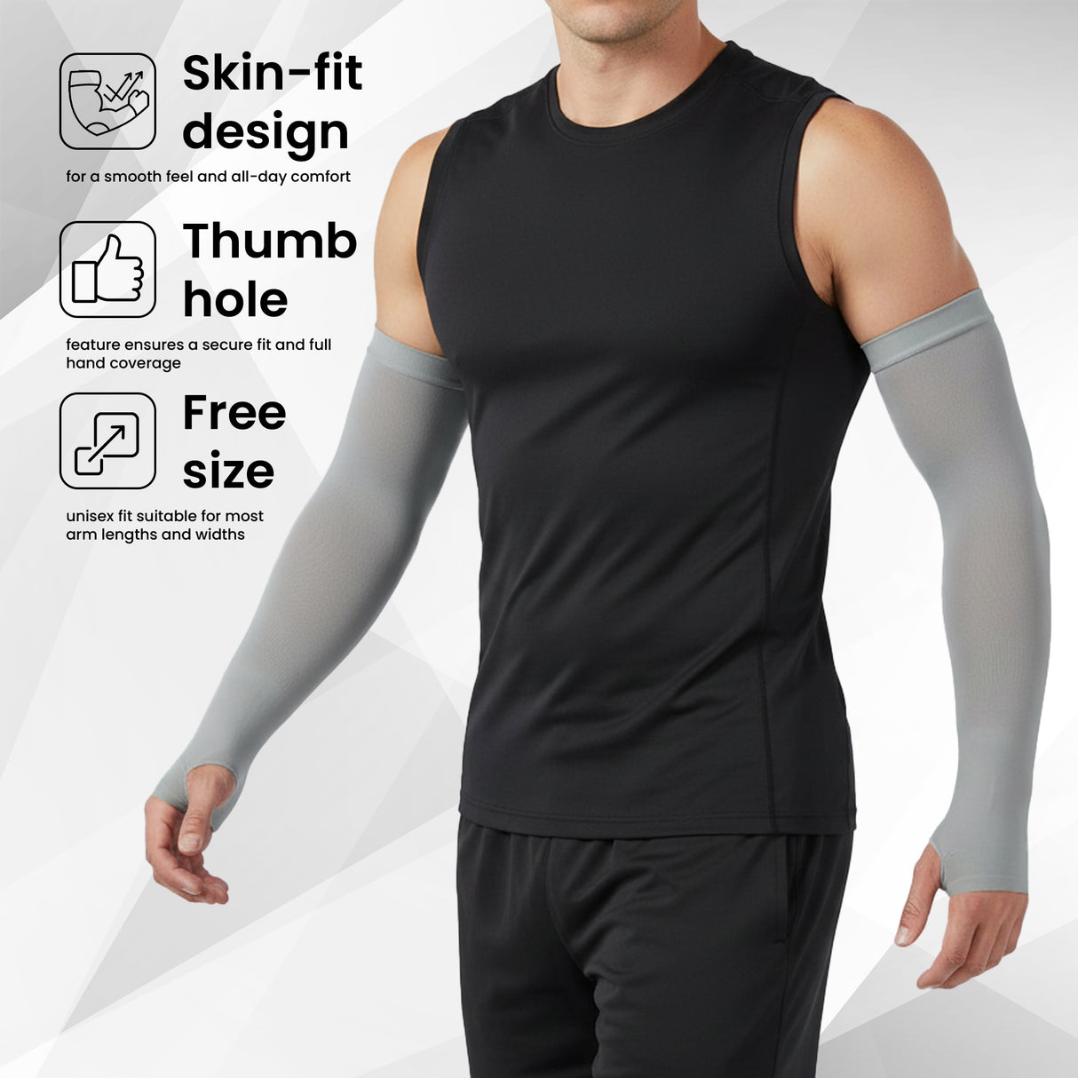 EverRide Arm Sleeves for Men & Women | Skin Fit | Thumb Hole | Free Size | UV Protection