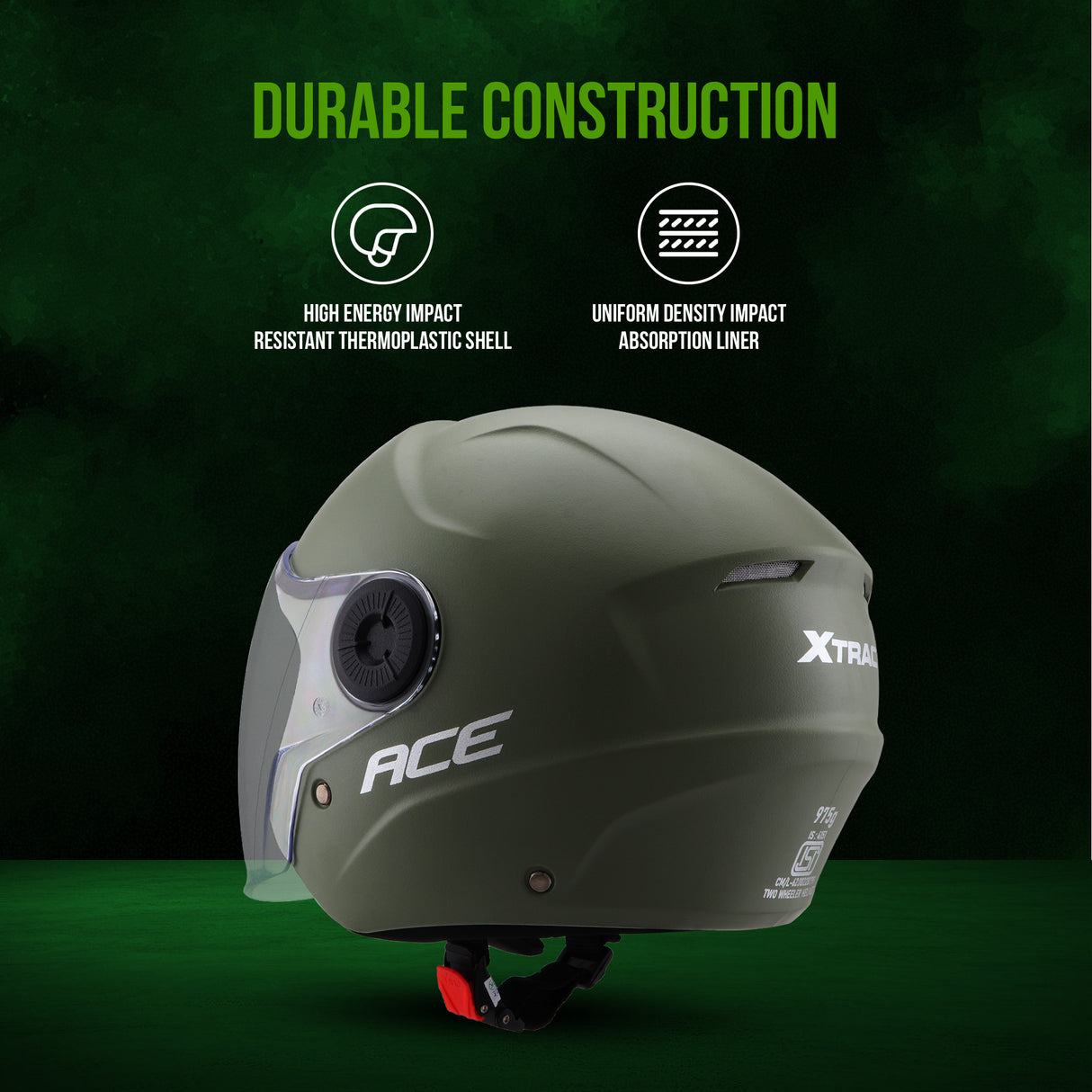 Xtrac Ace Open Face Helmet for Men & Women | ISI Certified