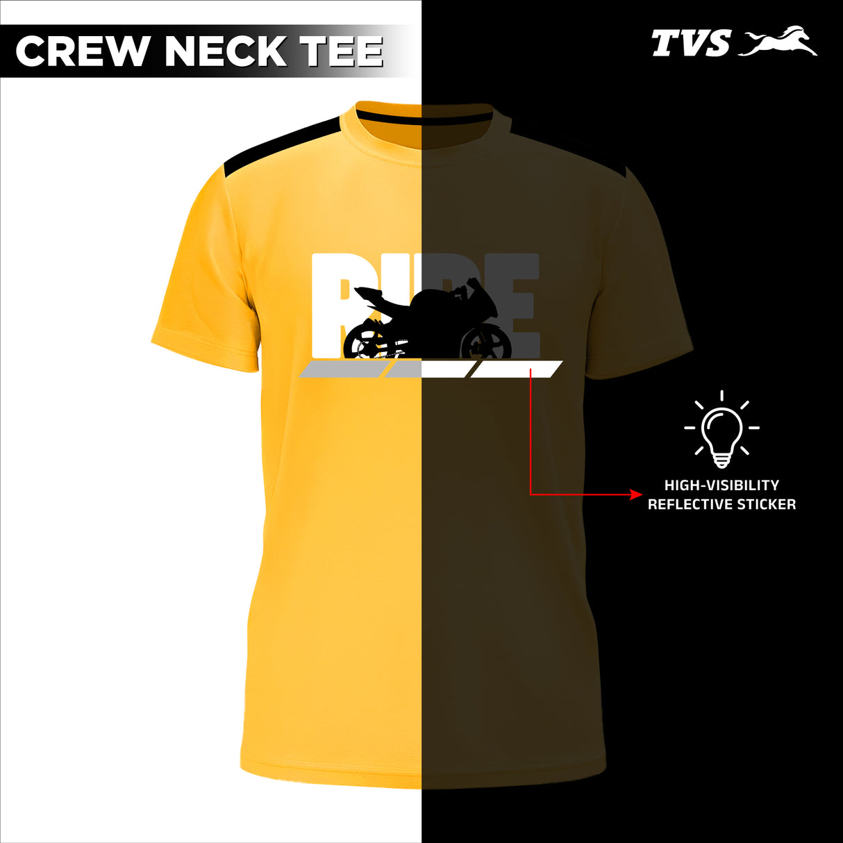 TVS Crew neck Cotton T-shirt | High visibility & Reflective Sticker