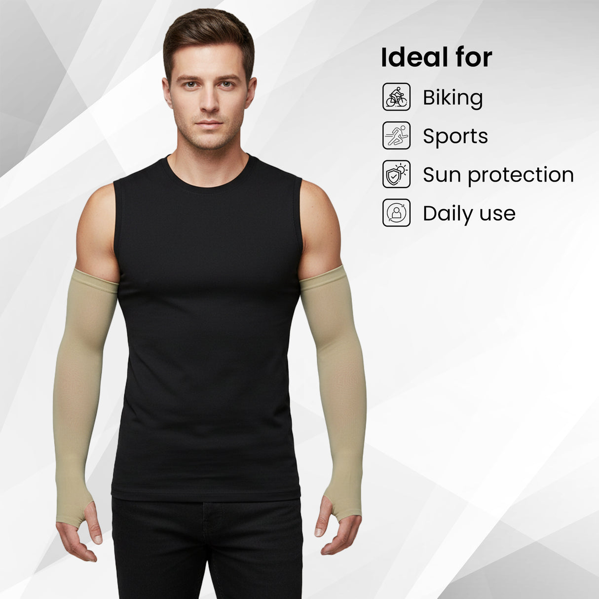 EverRide Arm Sleeves for Men & Women | Skin Fit | Thumb Hole | Free Size | UV Protection