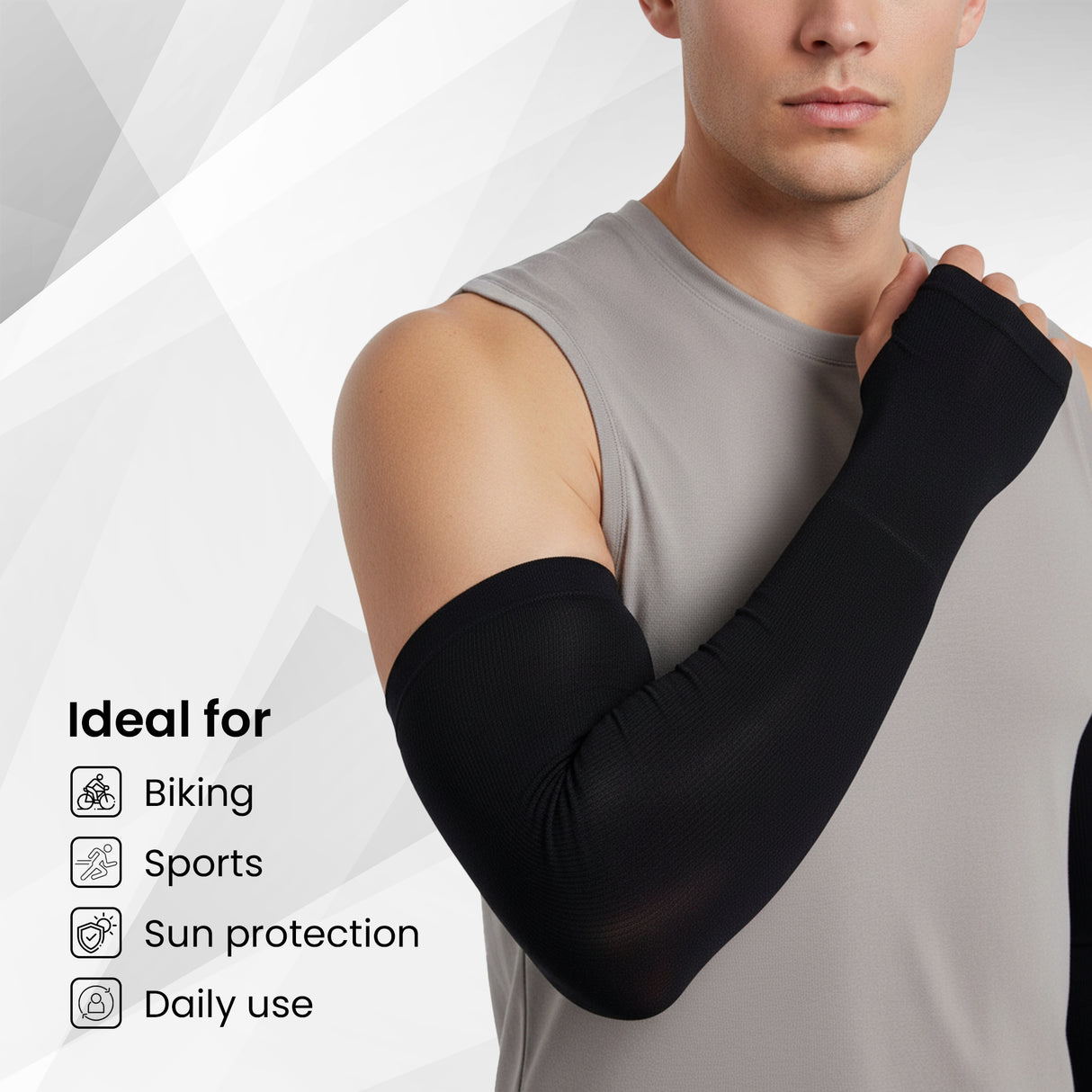 EverRide Arm Sleeves for Men & Women | Skin Fit | Thumb Hole | Free Size | UV Protection