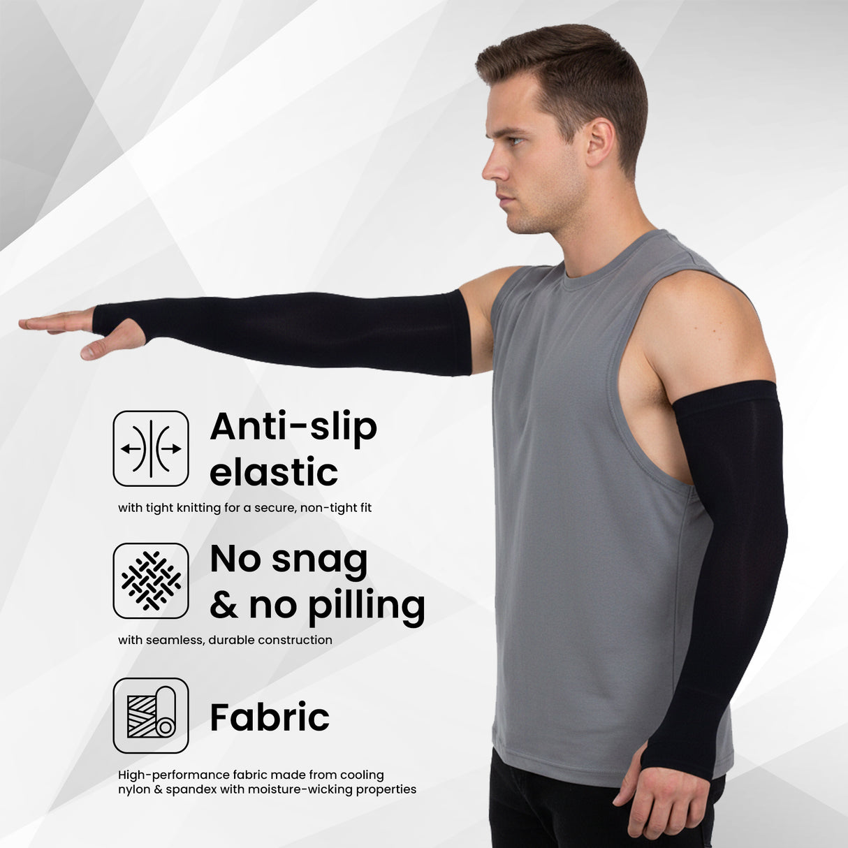 EverRide Arm Sleeves for Men & Women | Skin Fit | Thumb Hole | Free Size | UV Protection
