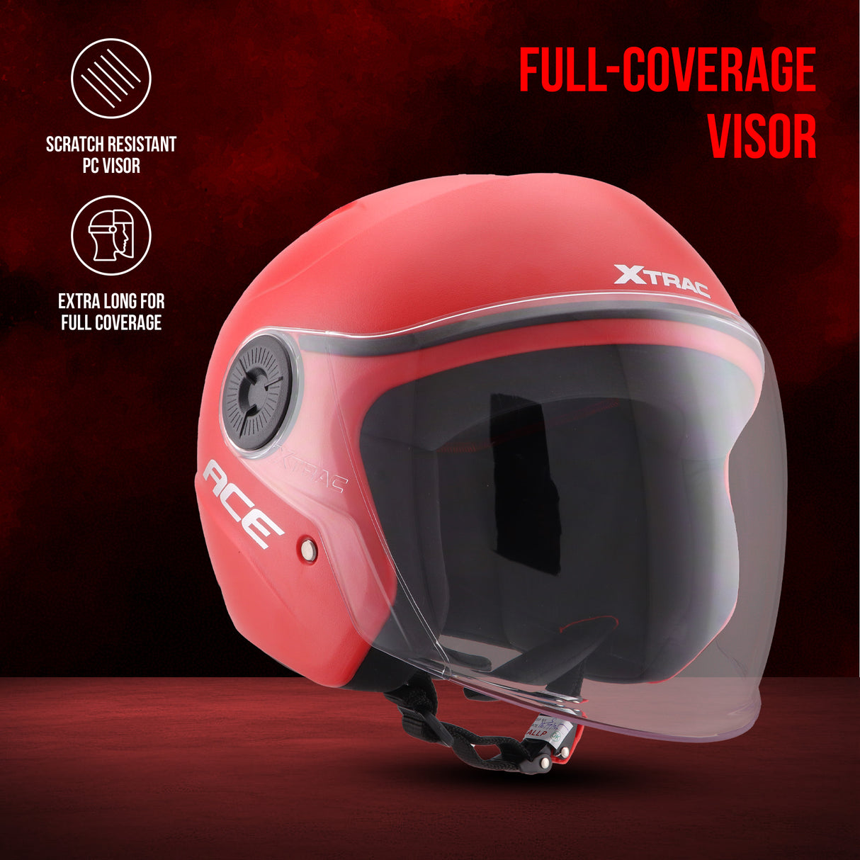 Xtrac Ace Open Face Helmet for Men & Women | ISI Certified