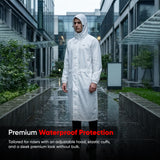 TVS Long Riding Raincoat for Men & Women – Waterproof PU Coated Fabric, Reflective Back & Elasticated Sleeves | Color: White