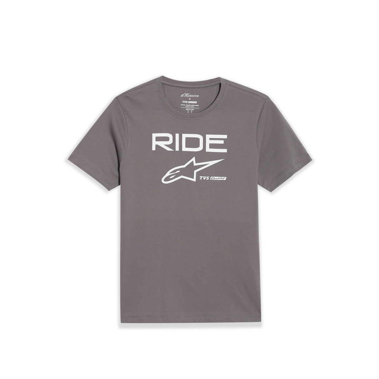 TVS Racing x Alpinestars Crew Neck T-Shirt-100% Soft Combed Cotton, Breathable & Anti-Microbial Fabric, Non-PVC Print, No-Chafe Skin-Friendly Comfort for Racing & Casual Everyday Wear