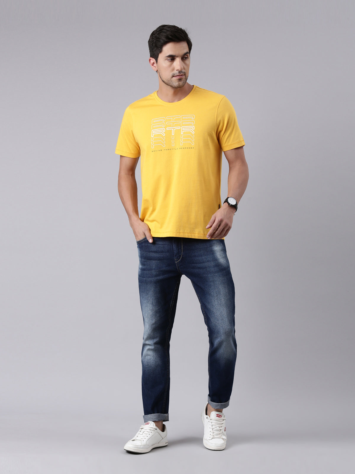 TVS Racing RTR Fury Yellow Crew neck T Shirt