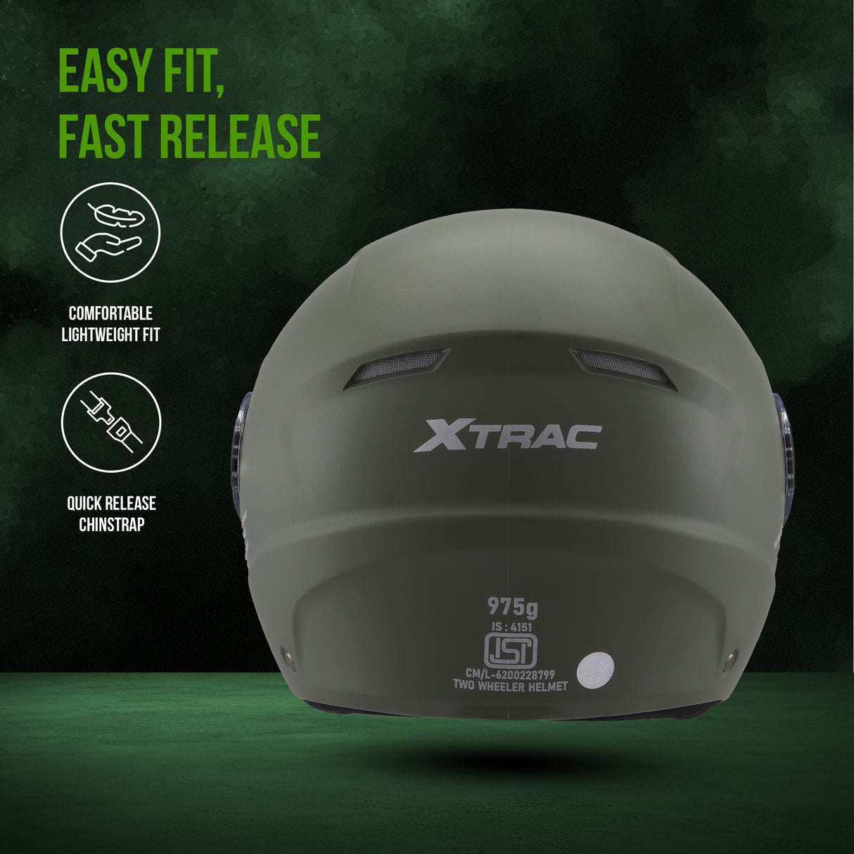 Xtrac Ace Open Face Helmet for Men & Women | ISI Certified