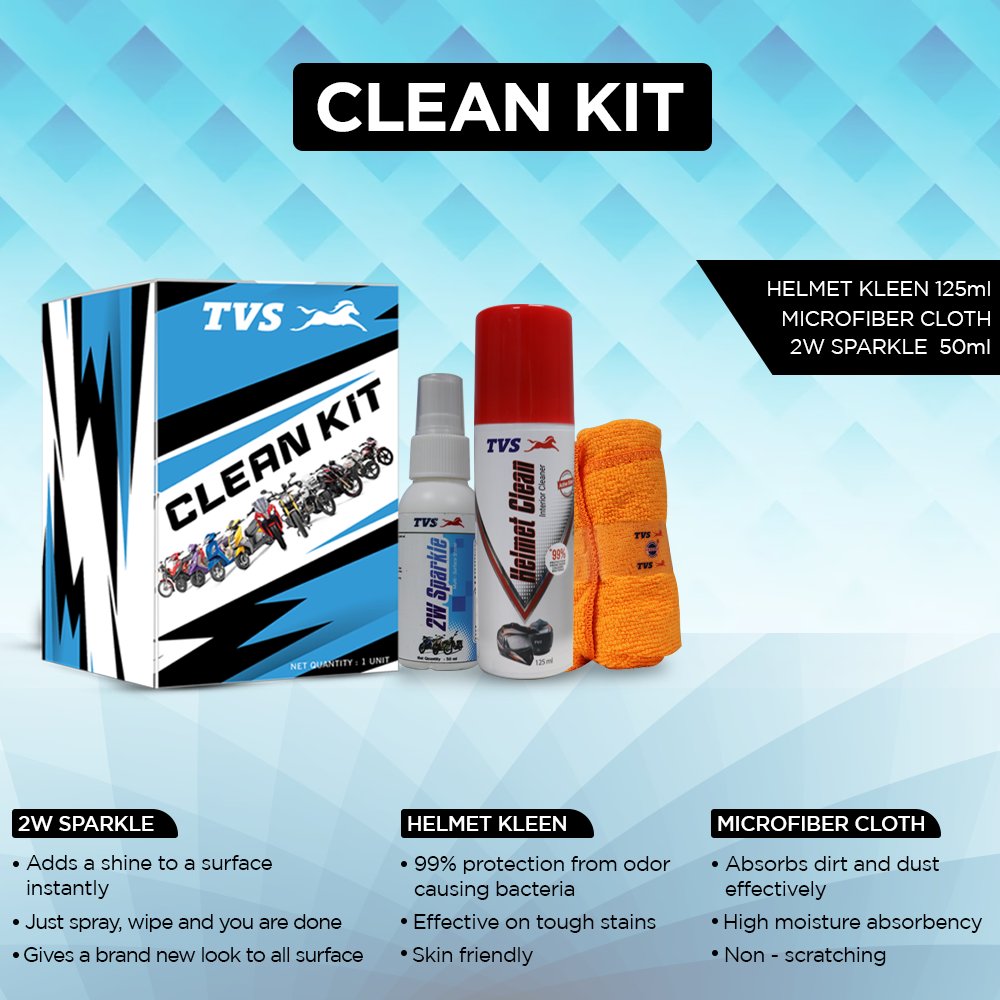 TVS Clean Kit – All-in-One Cleaning Solution for 2-Wheelers and Helmets