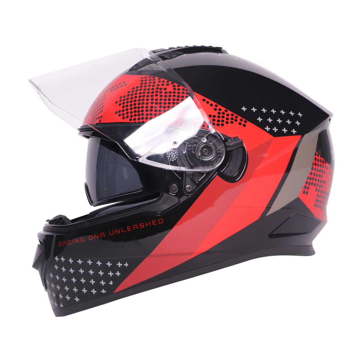 TVS Racing Phantom Series Full Face Dual Visor Helmet for Men | Premium Bike Helmets with ABS Shell, UV Paint | Quick Release System | Aerodynamic Design | DOT & ISI Certified (Black V1)