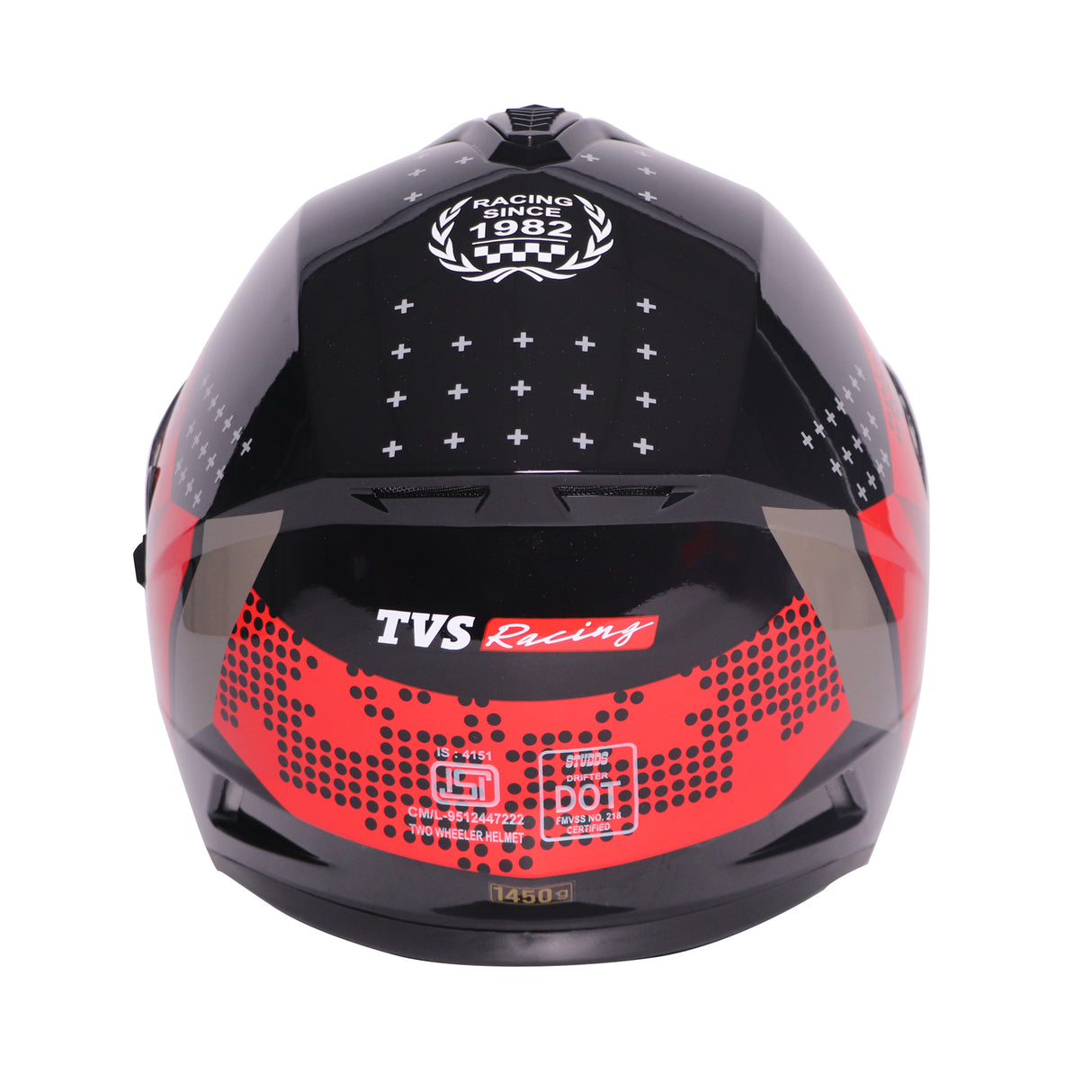 TVS Racing Phantom Series Full Face Dual Visor Helmet for Men | Premium Bike Helmets with ABS Shell, UV Paint | Quick Release System | Aerodynamic Design | DOT & ISI Certified (Black V1)