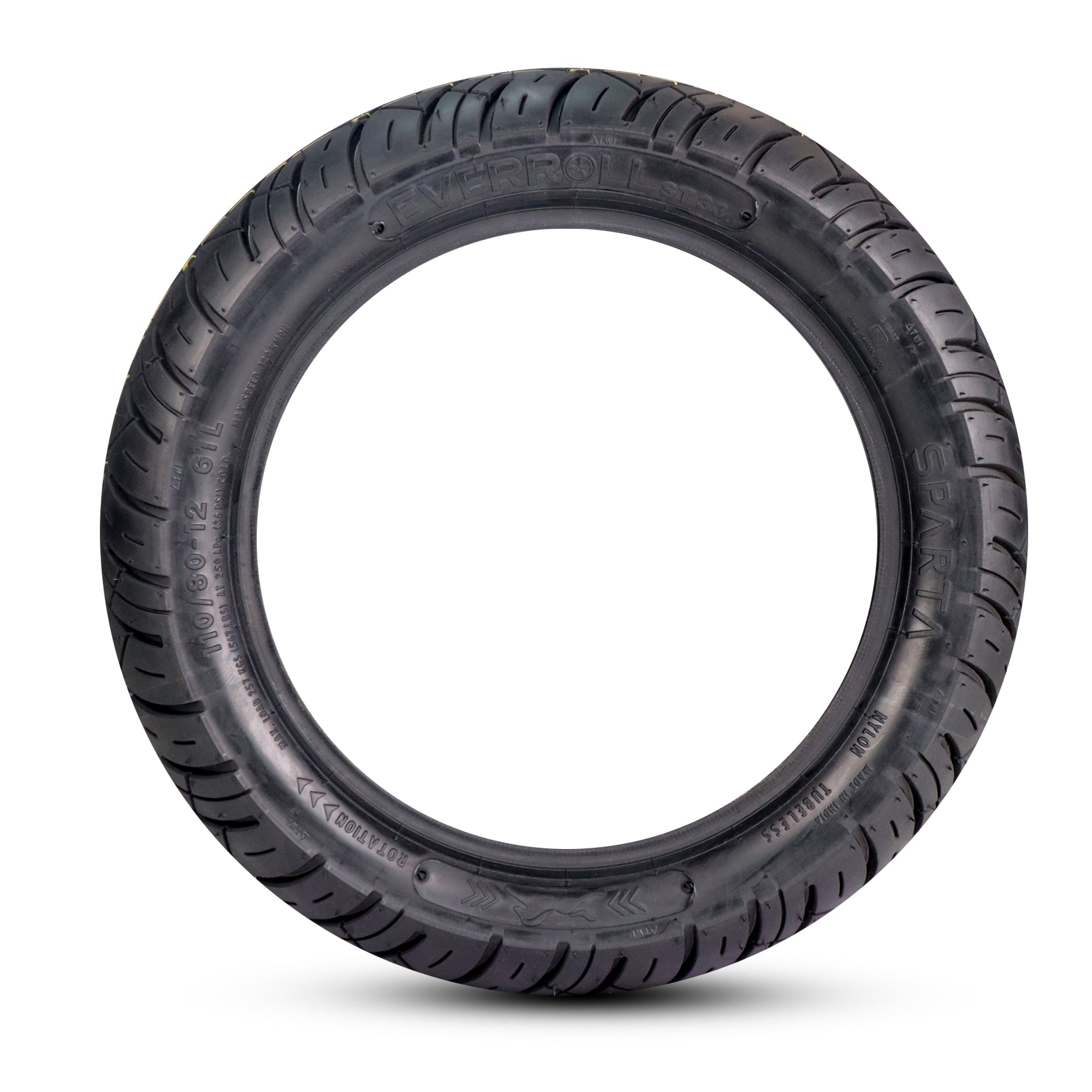 EverRoll Rear Tubeless Nylon Tyre - 110/80-12 TL TO ST32 | Vehicle