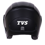 TVS Open Face Helmet - ISI & DOT Certified, Matte Black, Clear Visor | Unisex Helmet for Men & Women