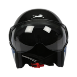 TVS Half Face Captain Motorbike Helmet (Black and Blue)