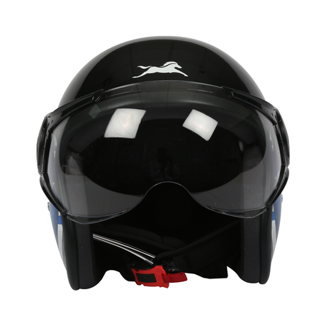 TVS Half Face Captain Motorbike Helmet (Black and Blue) | Premium Safety & Style