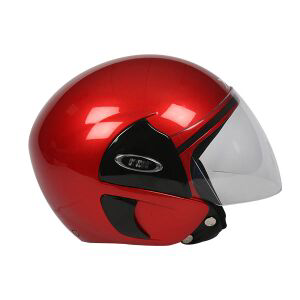 TVS Helmet Half Face Motorbike Helmet (Red-BL)