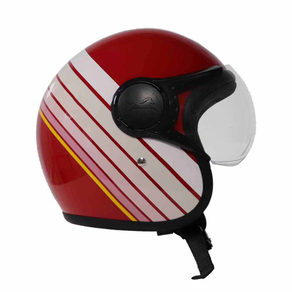 TVS Ronin Half Face Helmet - Red | ISI & DOT Certified | Premium Safety