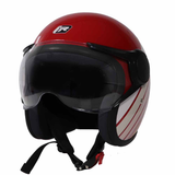 TVS Ronin Half Face Helmet - Red | ISI & DOT Certified | Premium Safety