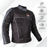 Ride Gears Ventilated Mesh Riding Jacket with CE Level 2 Impact Protection – 600D PU Coated Polyester