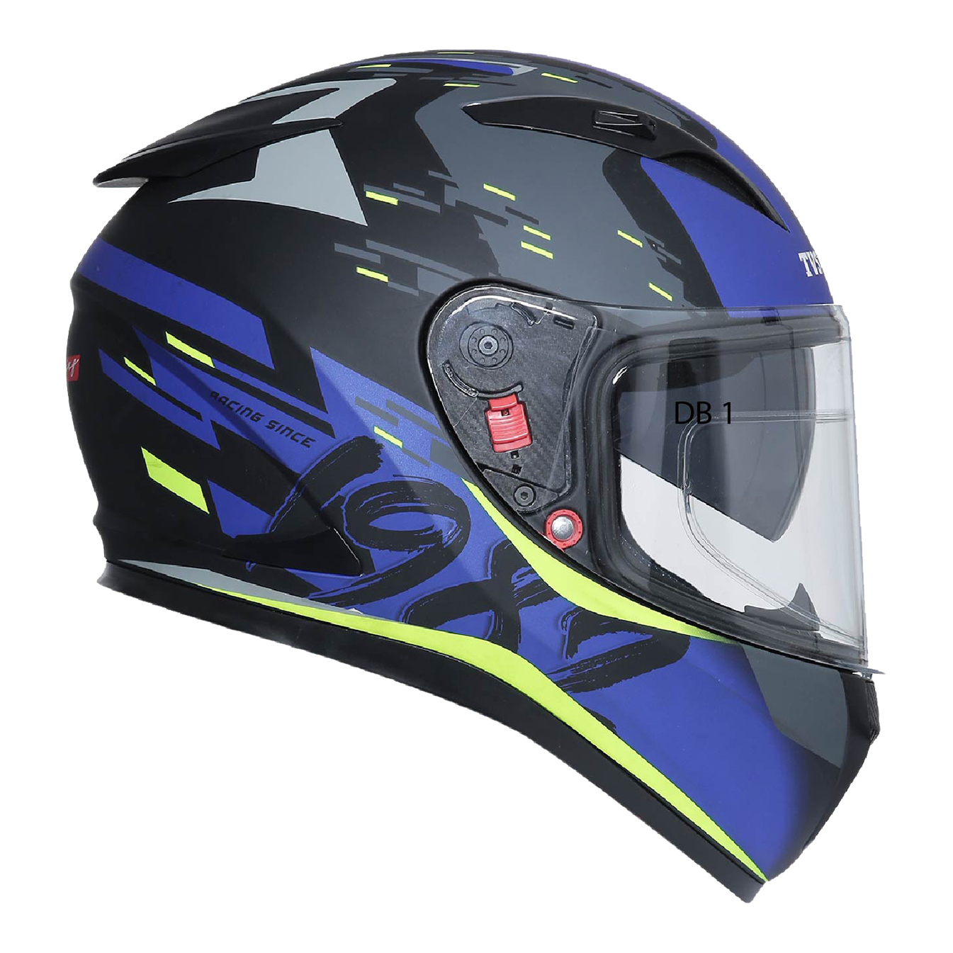  TVS Racing Helmet Matt Neon & Blue - Dual Visor