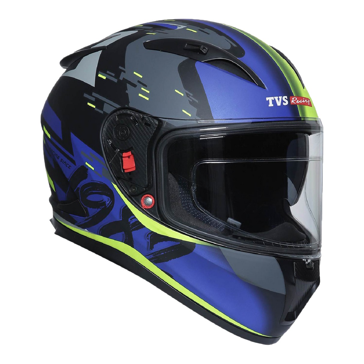 TVS Racing Helmet Matt Neon & Blue - Dual Visor