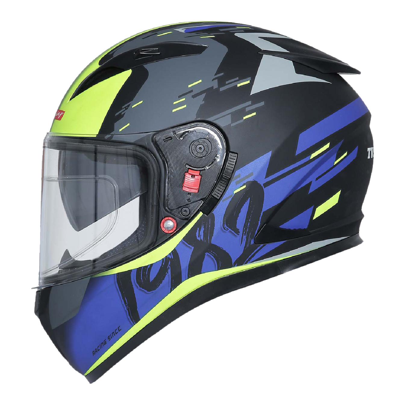  TVS Racing Helmet Matt Neon & Blue - Dual Visor