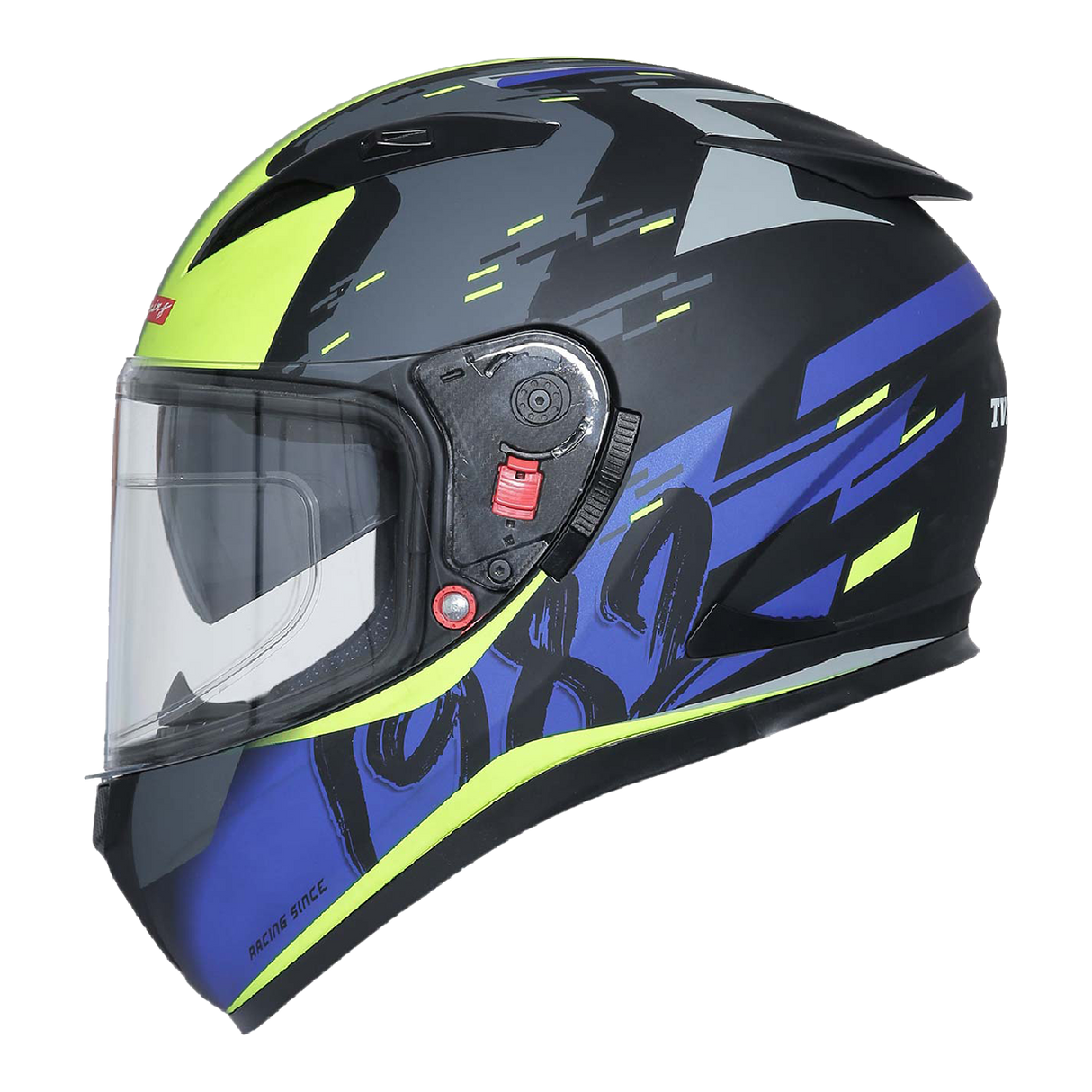 TVS Racing Helmet Matt Neon & Blue - Dual Visor