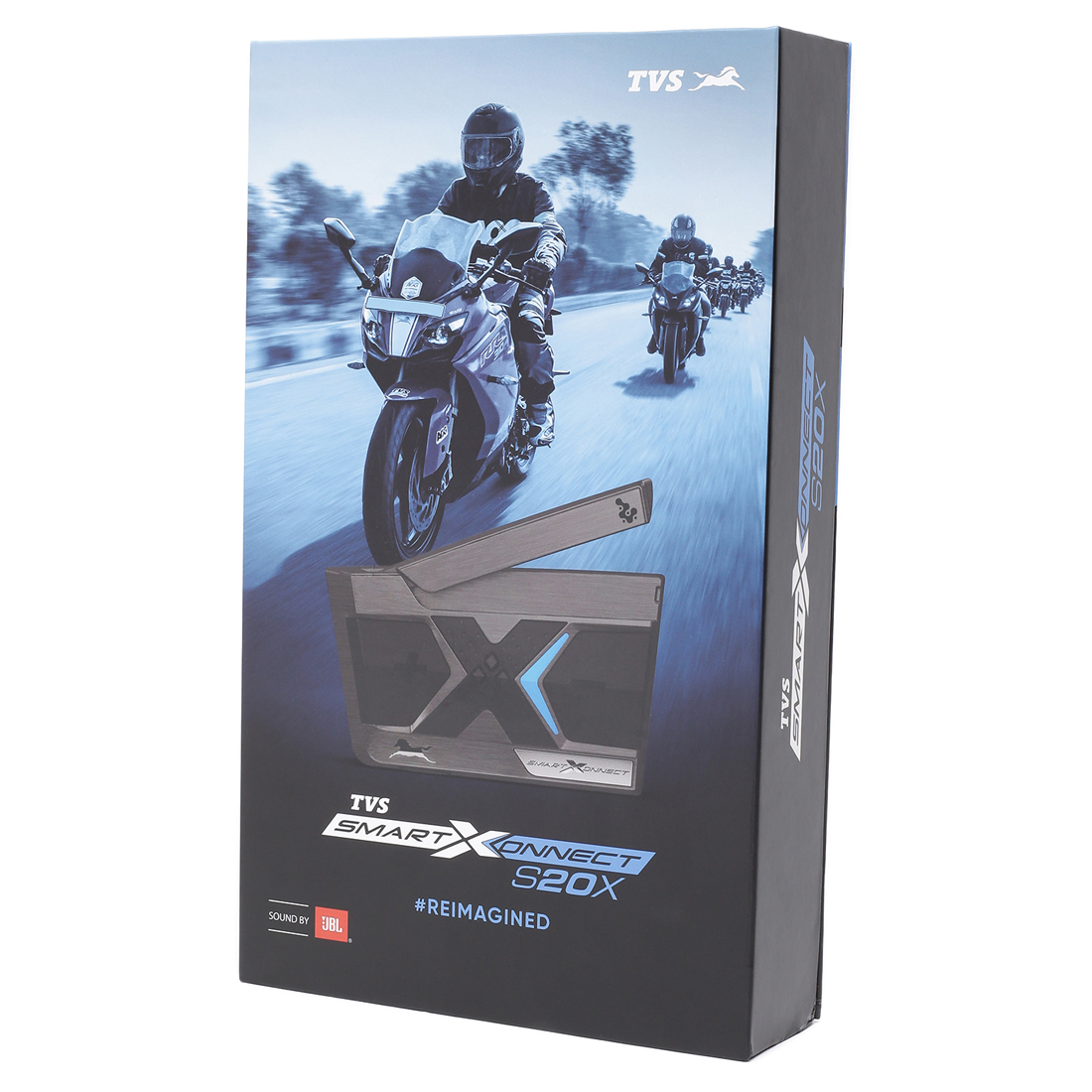  TVS Racing SmartXonnect S20X : Premium Helmet Bluetooth Device With Intercom Connecting 20 Devices, JBL HD Sound, & 1.2 Km Range- Waterproof With 16 Hours Battery